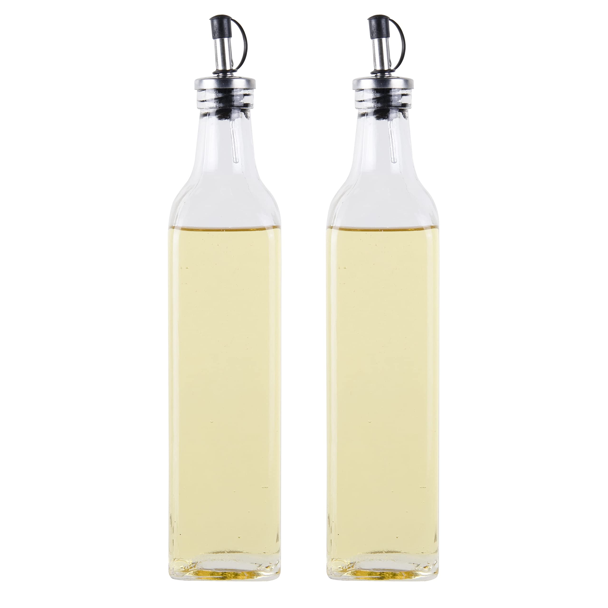 Ornami Multicolor Set Of 2, Glass Olive Oil Dispenser And Vinegar Cruet Bottle (500Ml) X2