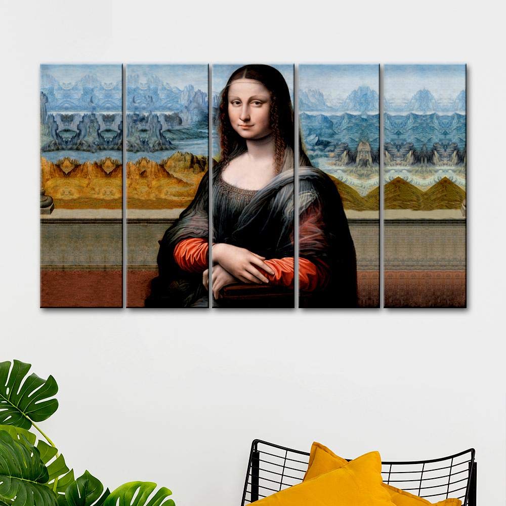 wallmantra Beautiful Monalisa 5 Pieces Canvas Print Wall Painting