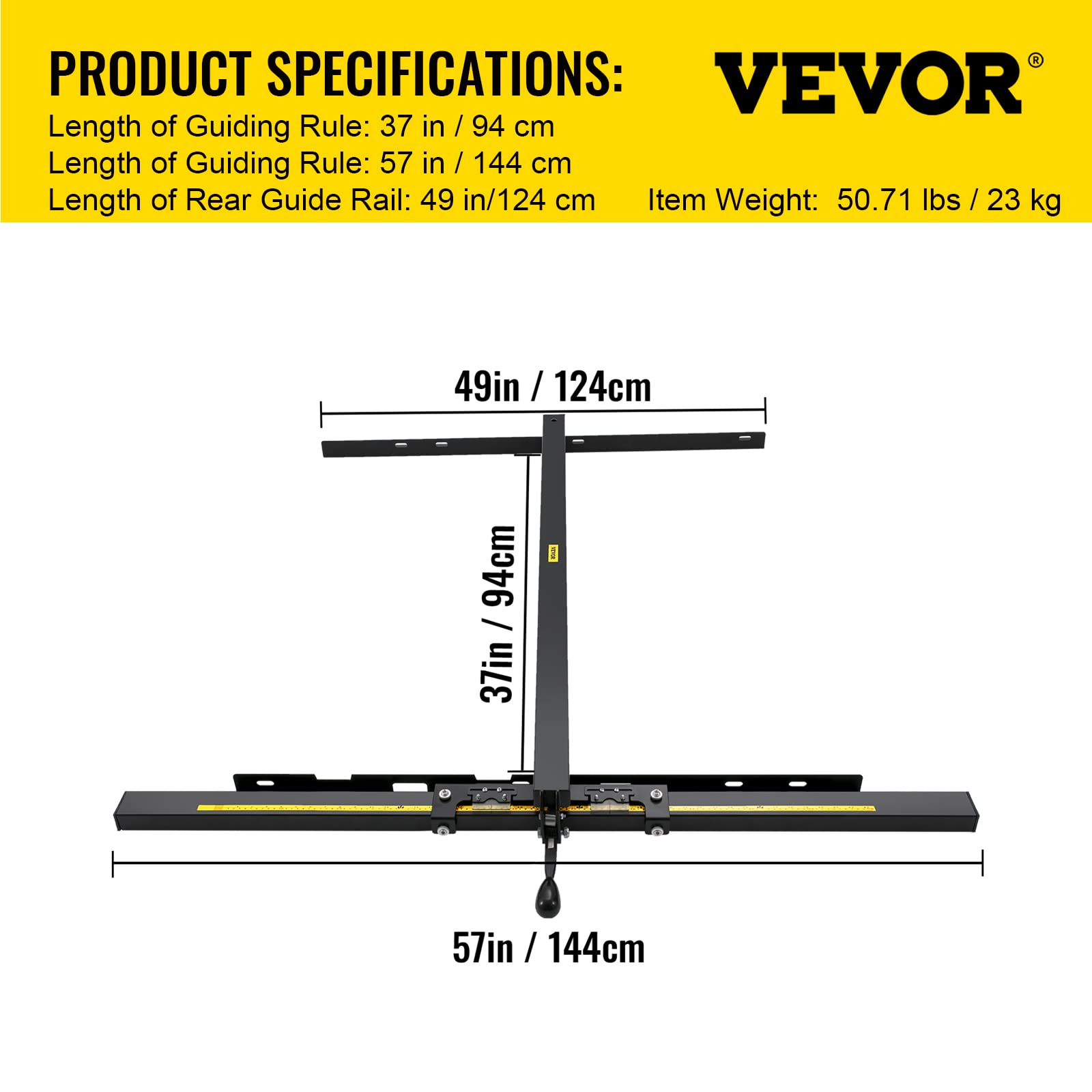 Buy VEVOR Table Saw Fence System, 37"×57" Classic Table Saw Fence Rail
