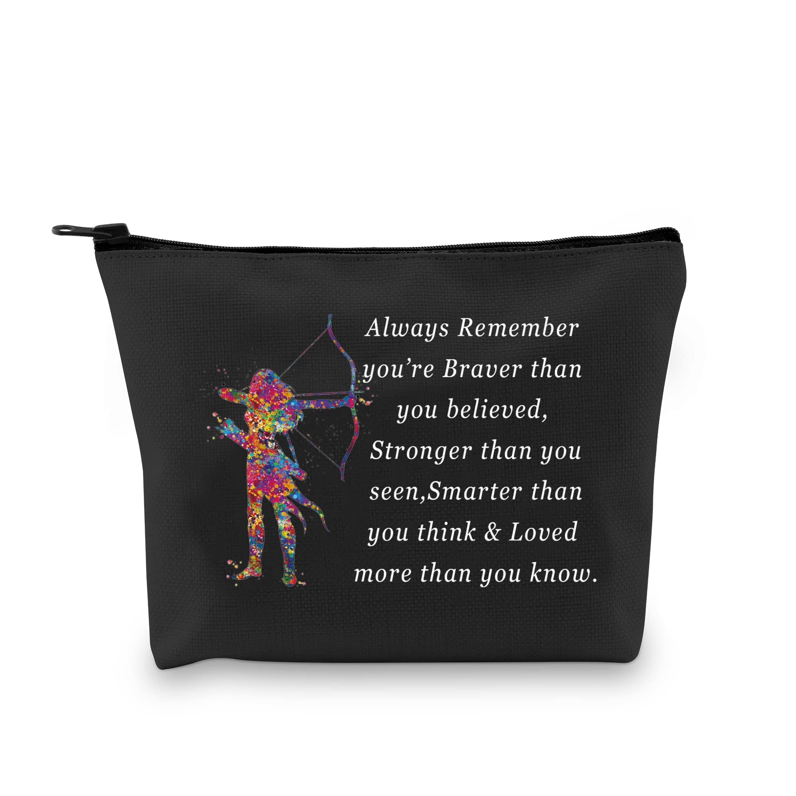 G2TUP Archery Lover Gifts Makeup Bag For Archery Coach Archer Motivational Archery Cosmetic Bag Always Remember you’re Braver, Archery Lover black
