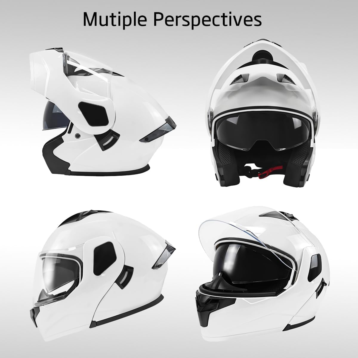 TTMiku Modular Motorcycle Helmet Pearl White Full Face Flip Up Dual Visor Sunshield DOT Approved ATV Street Racing Dirt Bike Snowmobile Moped Cruiser, Large