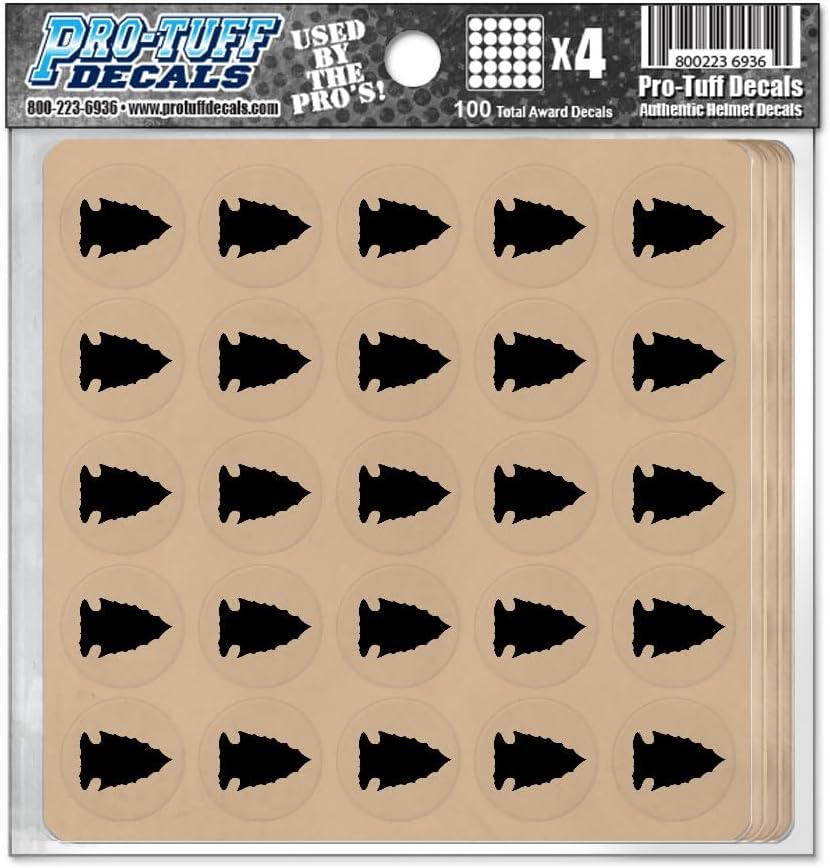 Arrow Award Decals Thick mil Vinyl 1-1/8" Diameter (100 Decals) (Black on Clear)