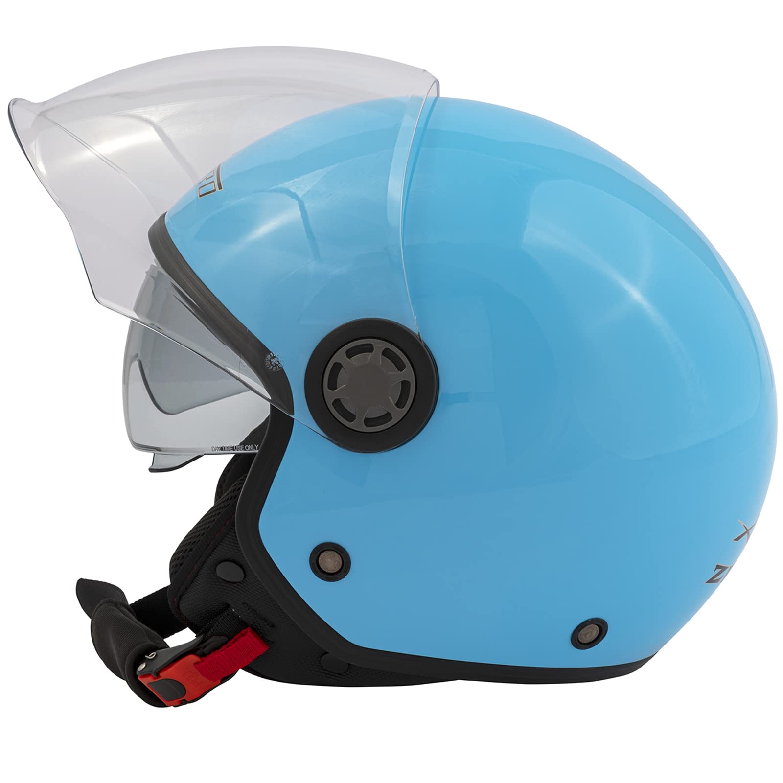 Jet Moto Casque Scooter Longue Pare-Soleil Visière ECE 22 06 Certifié Bleu L