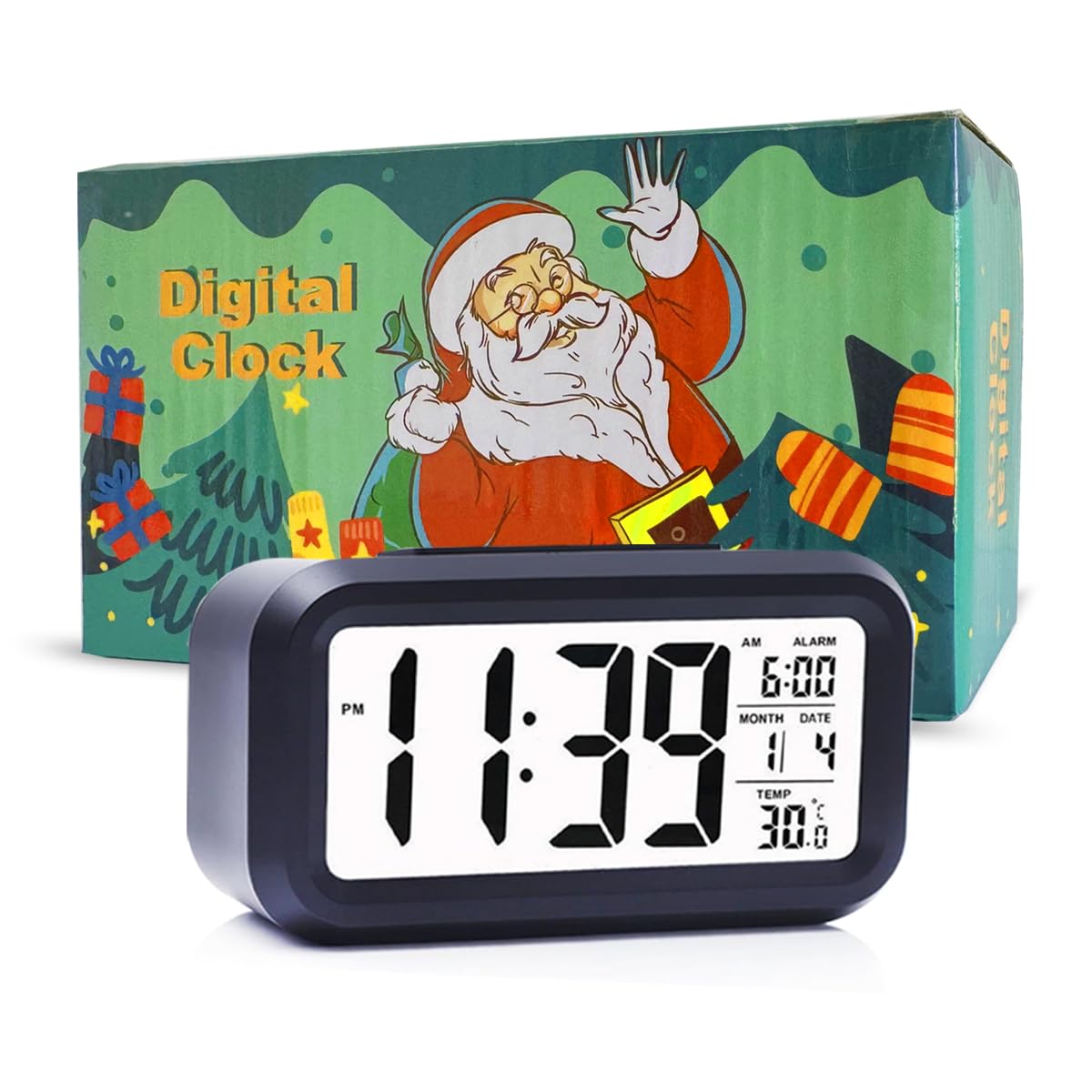 KAIJIELY LCD Digital Alarm Clock,Clock for Bedroom,Home,Office,Digital Clock with Temperature Display,Battery Powered Digital Alarm Clock for Kids,Elder (Black)