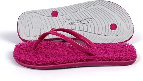 CLEANUP Flip Flops Womens Mono Fun Pink Exfoliating, Massaging and Relaxing Comfortable & Lightweight Thong Sandals 100% Vegan Recyclable Fibers