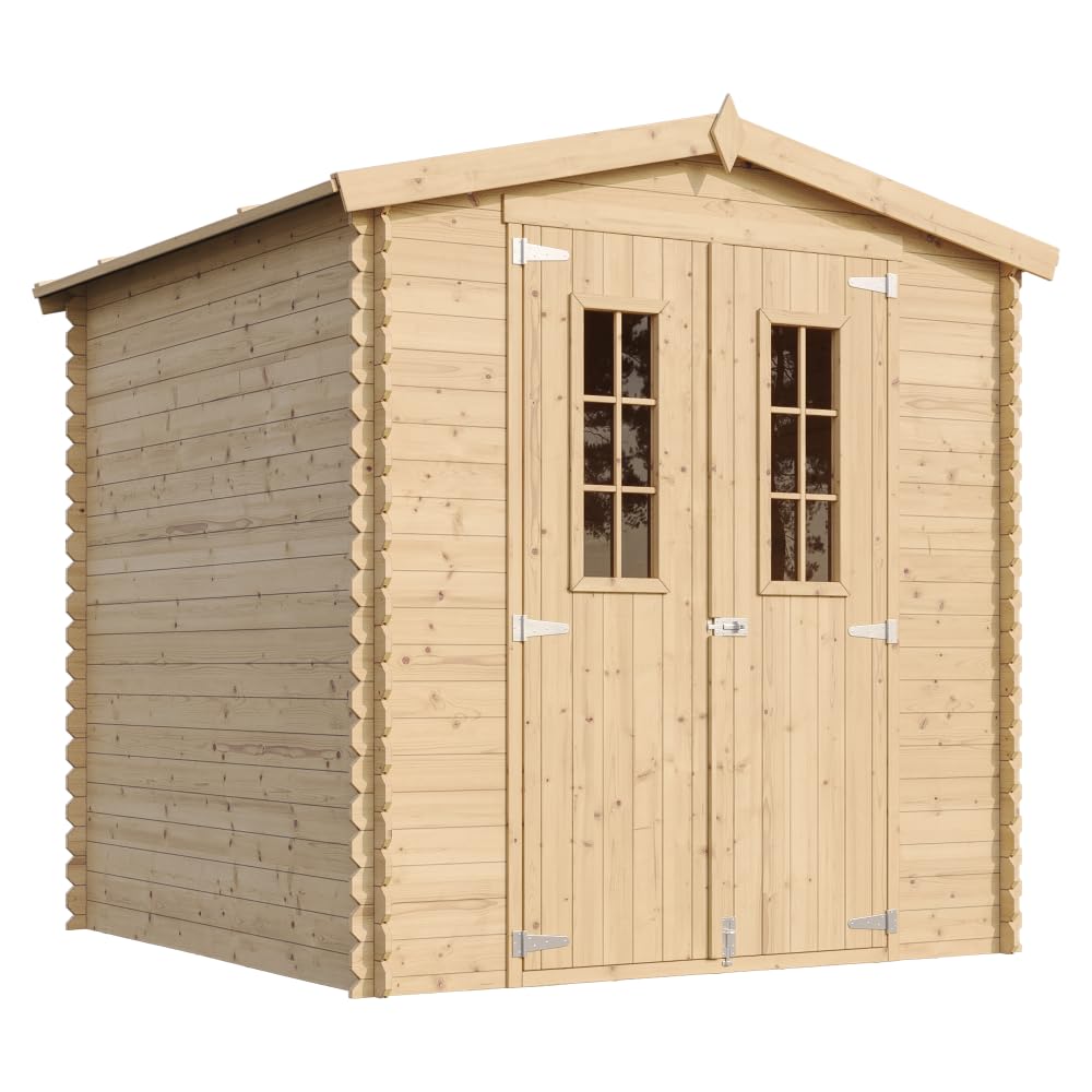 TIMBELA M343C Casetta da Giardino in Legno per Esterni - L216xL206xA218 cm/ 3.53 m2 - Piccola Casetta in Legno, Rimessa Attrezzi, Deposito Bici