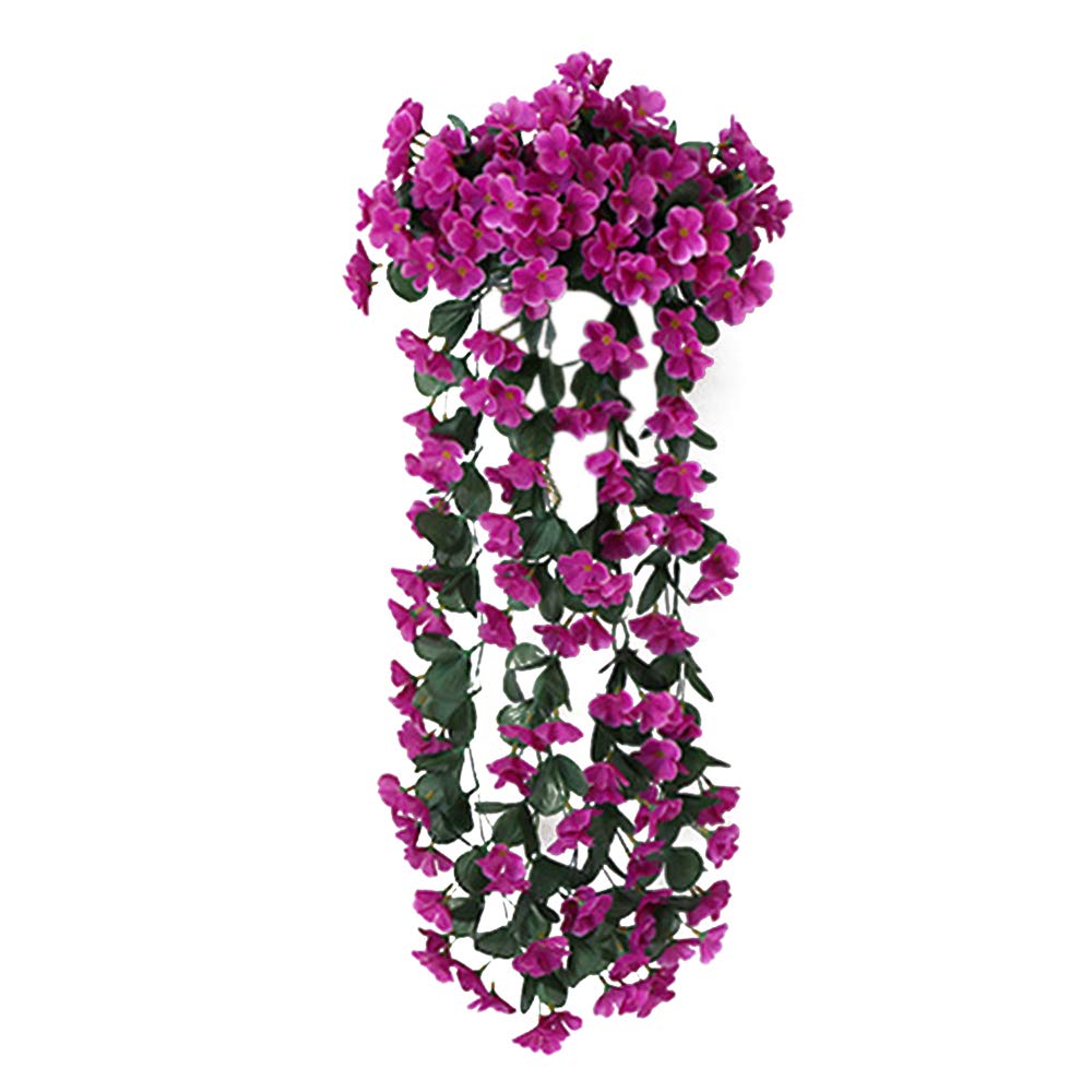Amesii220Pcs Heads/1 Bouquet Five-Petal Artificial Violet Flower Bracketplant Hanging - Plum