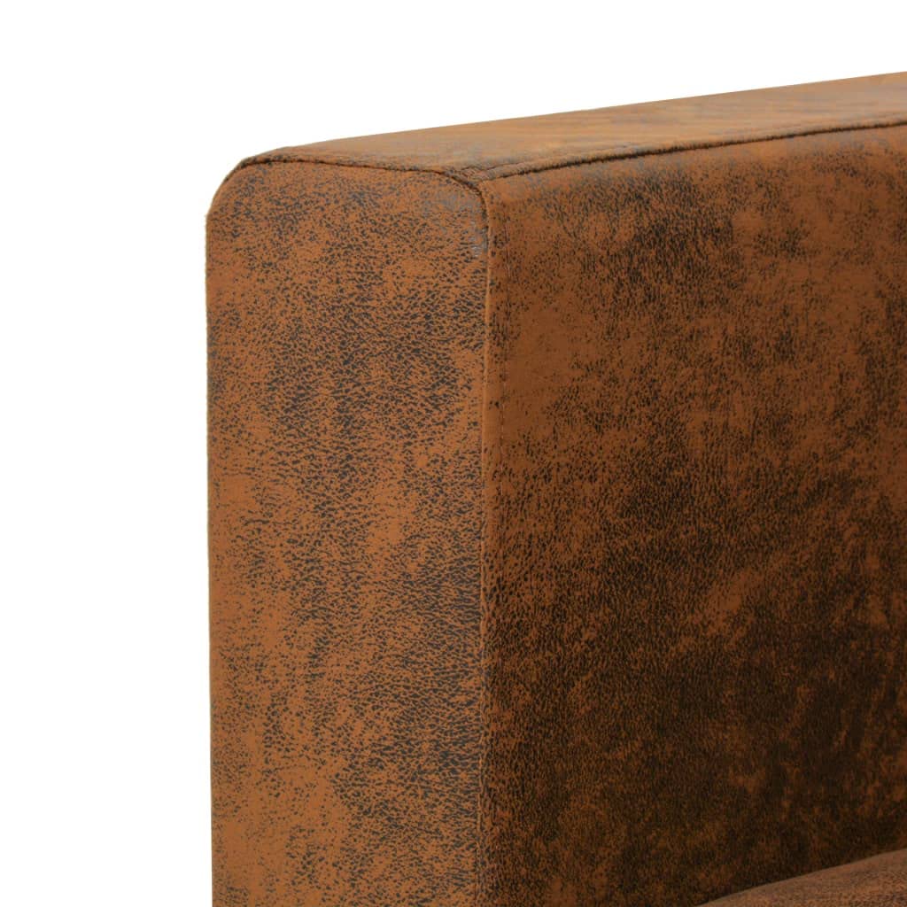 Dick gepolstertes Sofa mit Holzgestell und Wildleder-Imitat als moderner 2-Sitzer für den Wohnraum