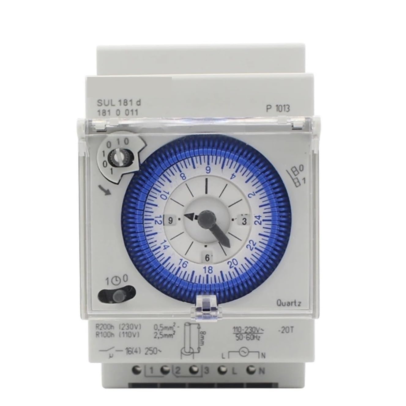 1PCS SUL181d DIN Rail Mechanical Timer Switch 110-230VAC Power Analog 24 Hours 3 Module Segment