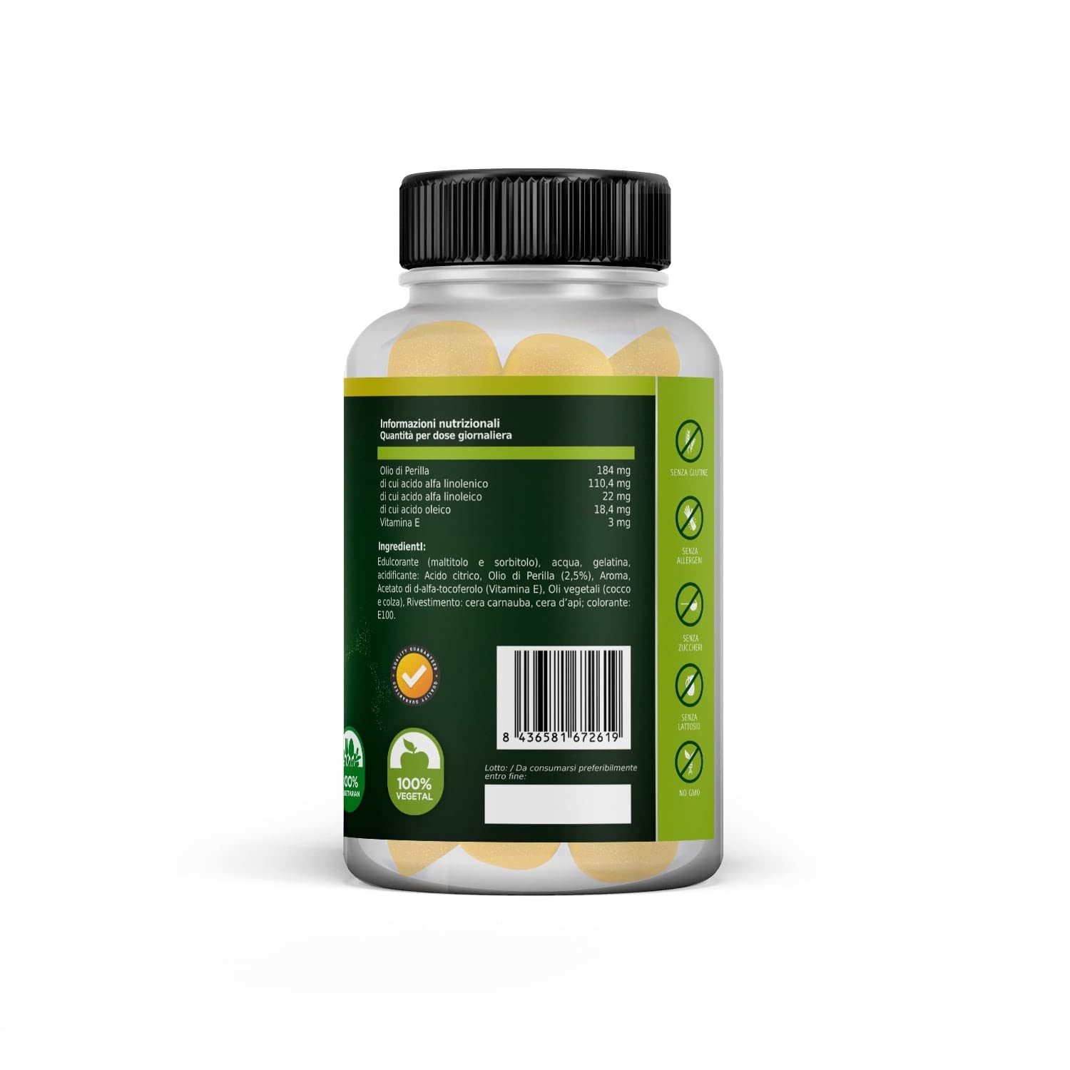 Healthy Fusion Omega Plus | Olio di Perilla + Vitamina E + Acidi grassi Omega 3-6-9 | Prodotto adatto per vegetariani | Massima qualità di Omega disponibile | 40 gummies al gusto di anguria