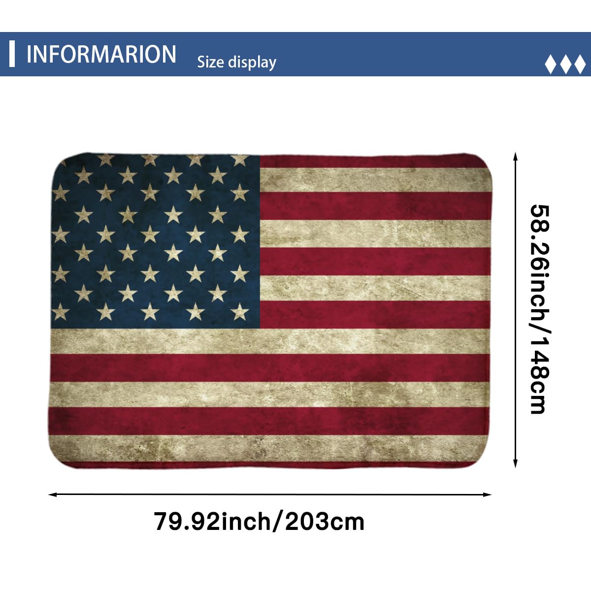 Amazon｜アメリカ国旗柄 レトロ 星条旗 カーペット 203cm×148cm 絨毯