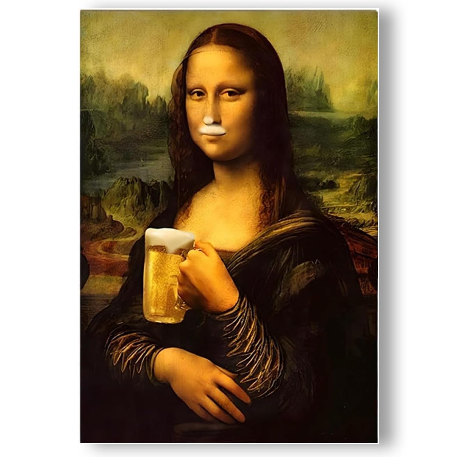TILONKJ Funny Mona Lisa Poster, 40x30cm Humorous Guest Bathroom Wall Art