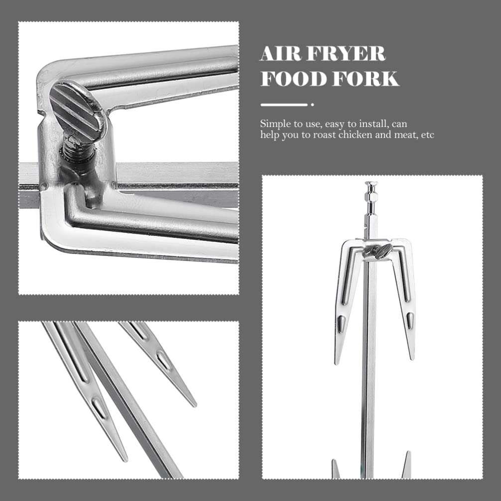 Cabilock 3pezzi Forchetta Per Barbecue in Acciaio Inox Forchetta Per Carne Multifunzione Per Friggitrice Ad Aria Utensili Per Barbecue Bordi Lisci e Design Girevole