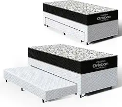 Cama Box com Colchao de Espuma D45 Ortobom Airtech 150 + Auxiliar de Espuma Unique Solteiro 88cm
