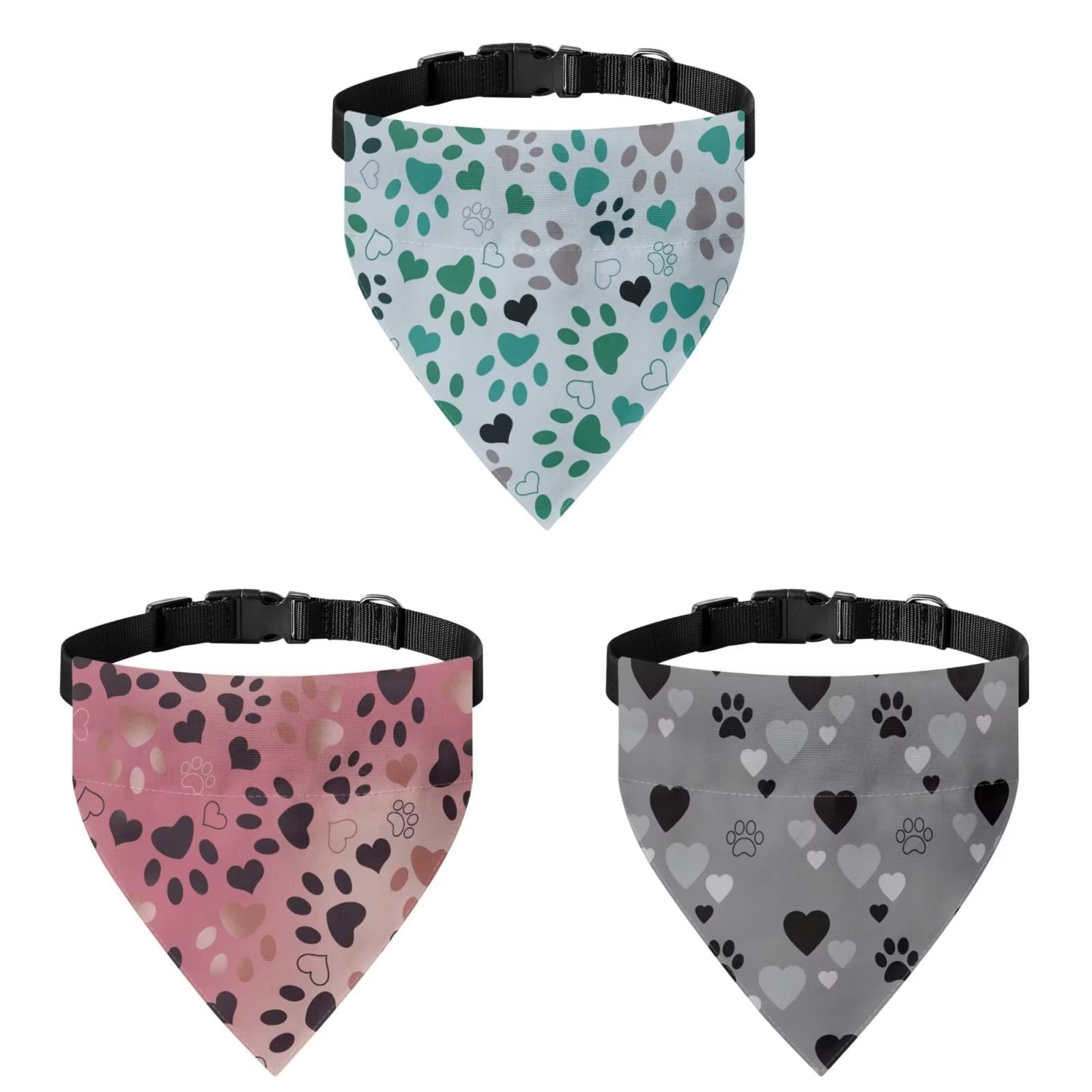 COEQINE 3 Pieces Dogs Bandanas Scarves for Summer, Lightweight Durtable Dogs Scarves With Cute Paw Print
