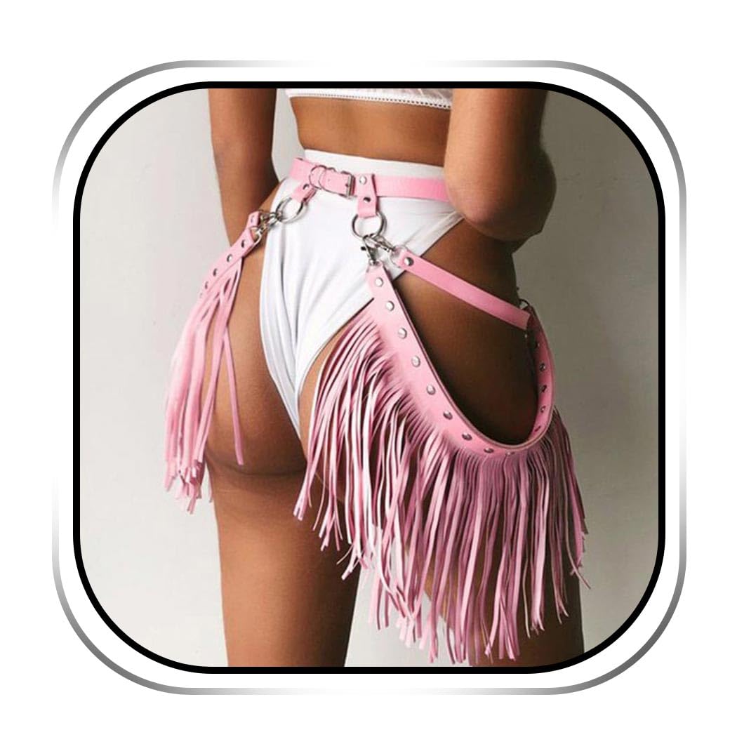 Zoestar Cowgirl Fringe Belt Waist Tassel Belts Black Fashion Western Accessories Rave Outfits for Women