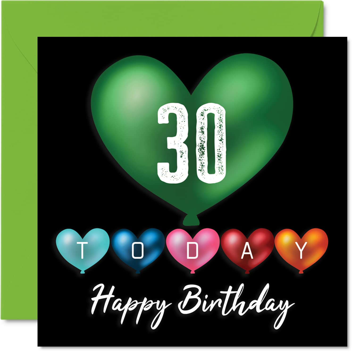 Fun 30th Birthday Cards for Men Woman - Heart Balloons - Happy Birthday Card for Dad Mum Son Daughter Brother Sister Uncle Auntie Cousin, 145mm Greeting Cards