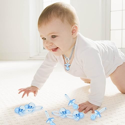 Miniatura 6 de 100 chupetes de plástico para baby shower, de 2.75 pulgadas, para baby shower, decoración de fiesta de género, regalo de fiesta de cumpleaños (azul)