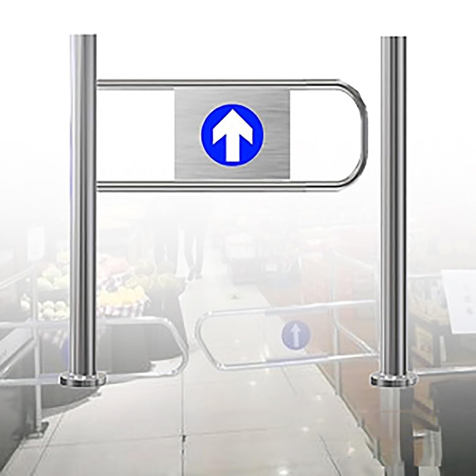 Générique Porte de sécurité unidirectionnelle pour supermarchés, portillon pivotant en métal à Ressort avec Fixation sur Poteau, barrière d'ouverture à 90° pour bibliothèques et magasins pittoresques
