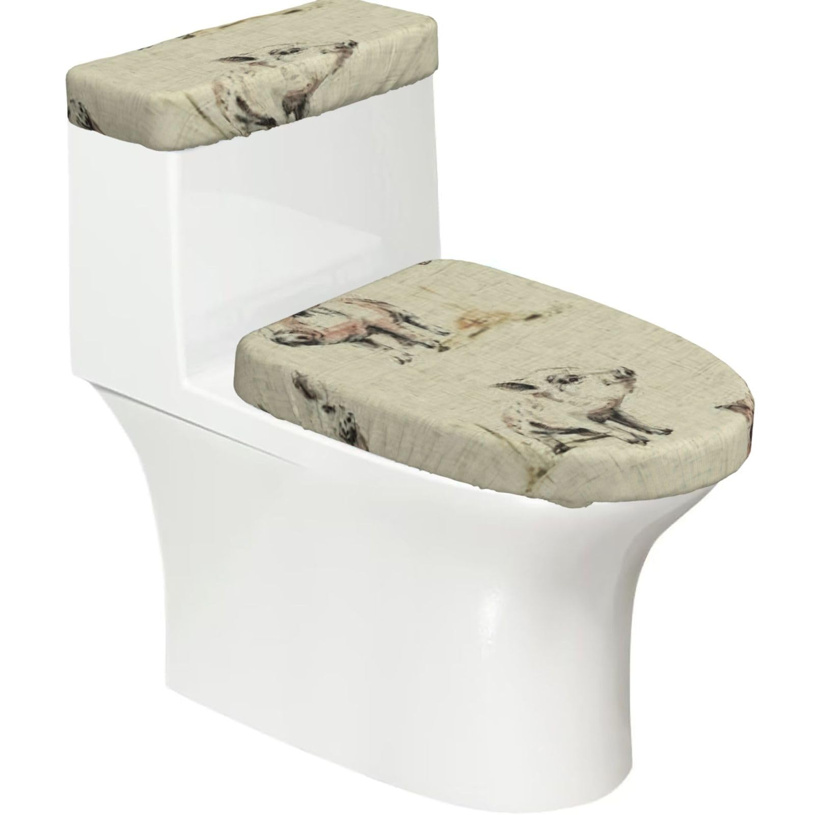 Pig Background Print Bathroom Decor Toilet Lid Cover And Tank Covers, Restroom Accessories Fits Most Round