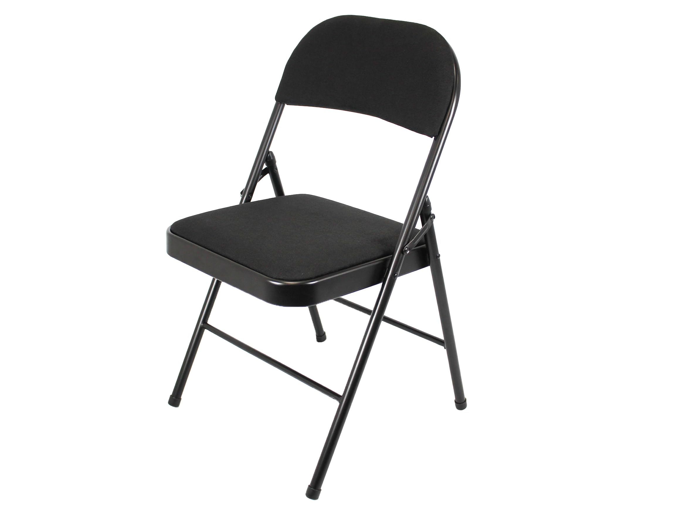 Meta Steel Frame with Fabric Seat Padded Office Work Study Party Dining Folding Chair (1, Plain Black)