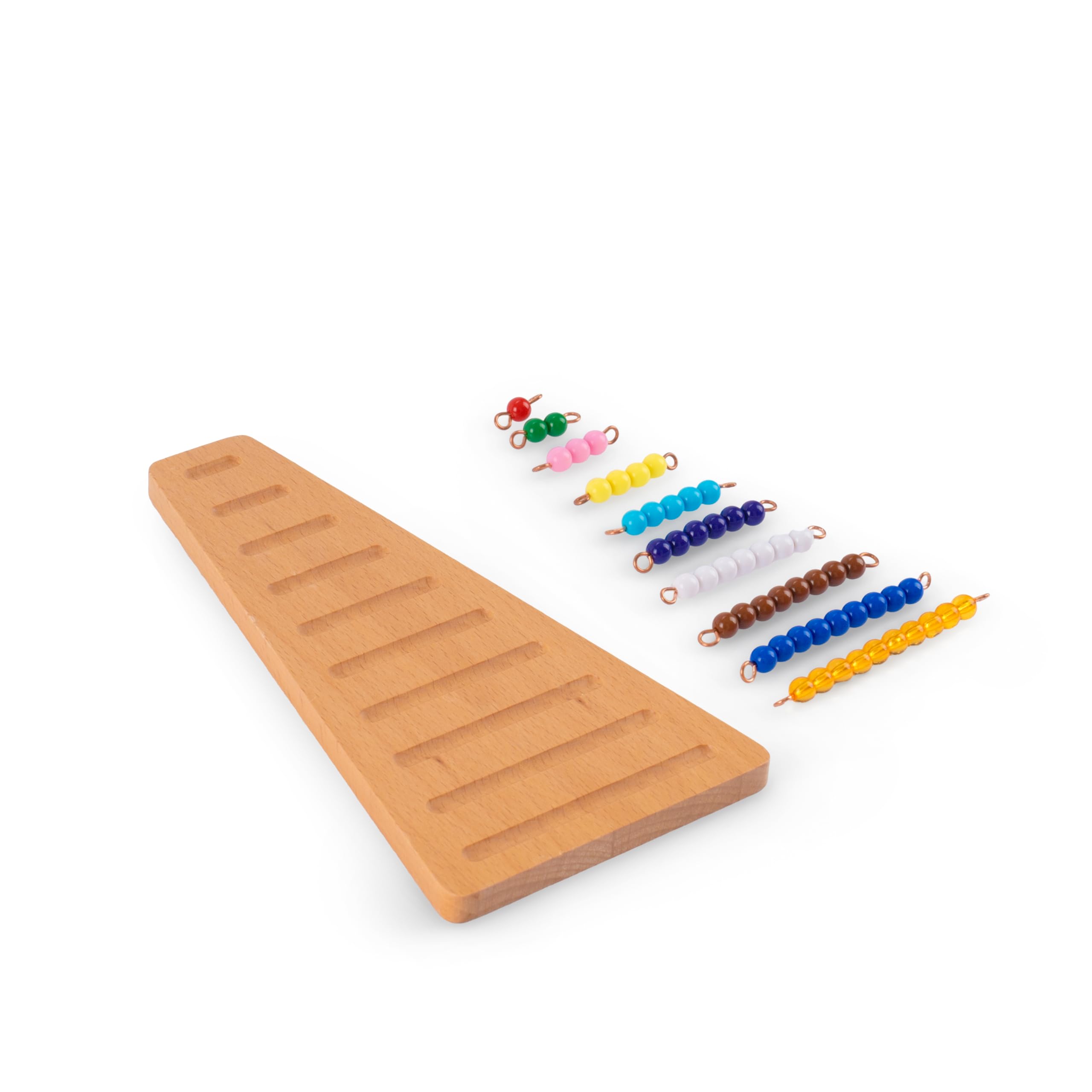 Montessori materiały matematyczne – drewniana zabawka edukacyjna do liczb i liczb, przedszkola i szkoły podstawowej, domowa i sala lekcyjna od 3 lat (Montessori kolorowe schody z pereł 1-9)