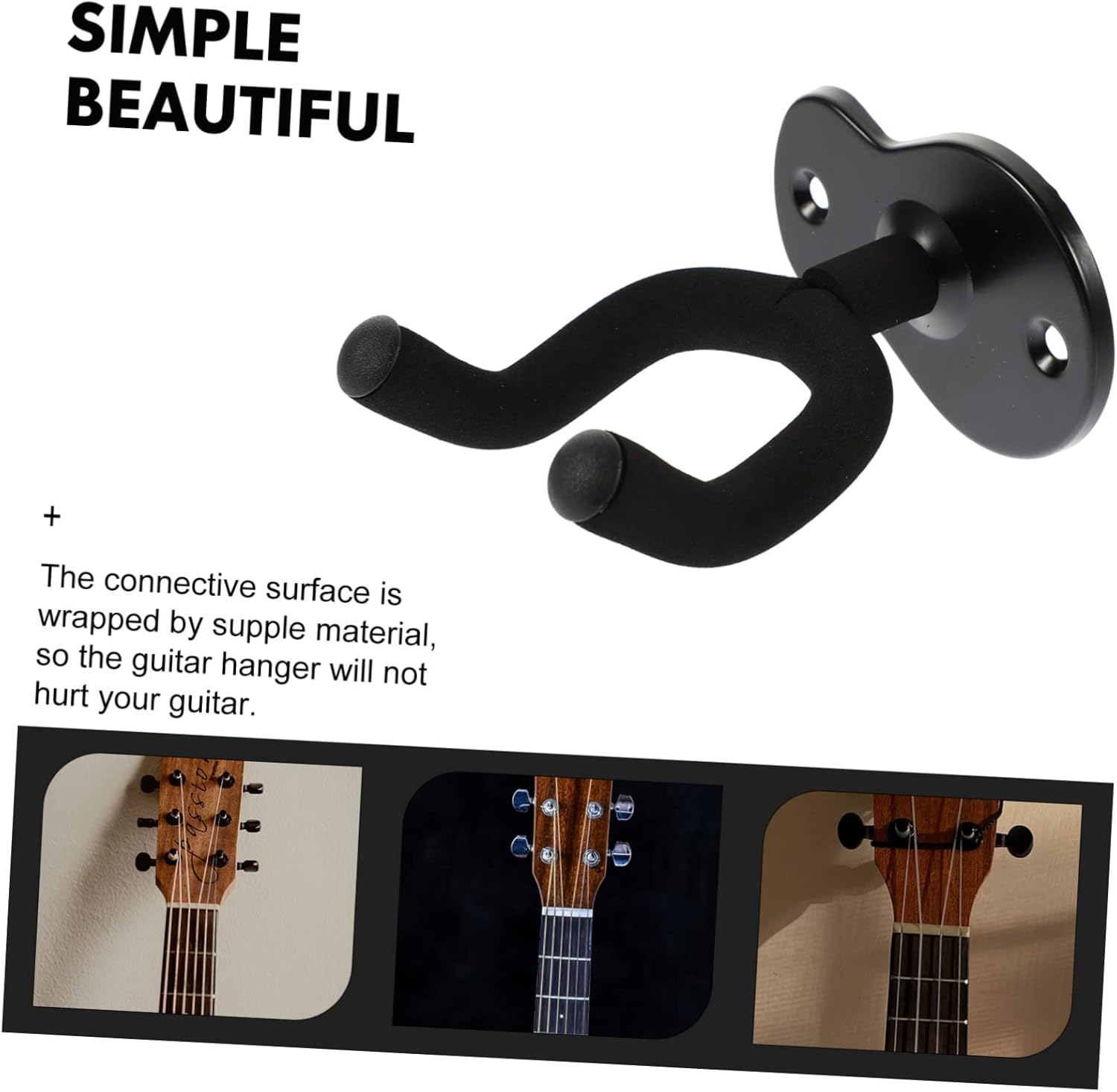 Abaodam 3pcs Guitar Wall Hook Guitar Hanger Bass Accessories Electric Guitar Wall Mount Clothing Rack Wall Clothes Rack Wooden Stand Bass Stand Violin Stand Wall-Mounted Iron