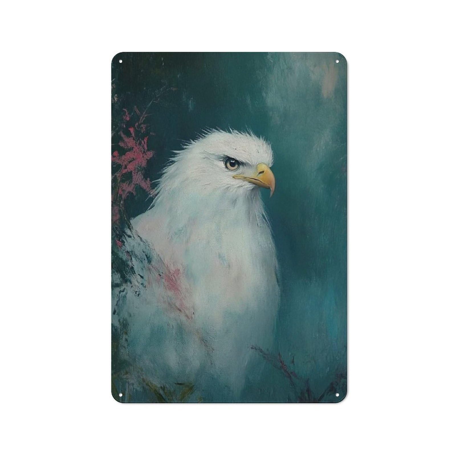 Majestic Bald Eagle Portrait Decorative Metal Wall Decor 30x20cm, Vintage Metal Sign for Hallway, Home Bar, Garage Or Study