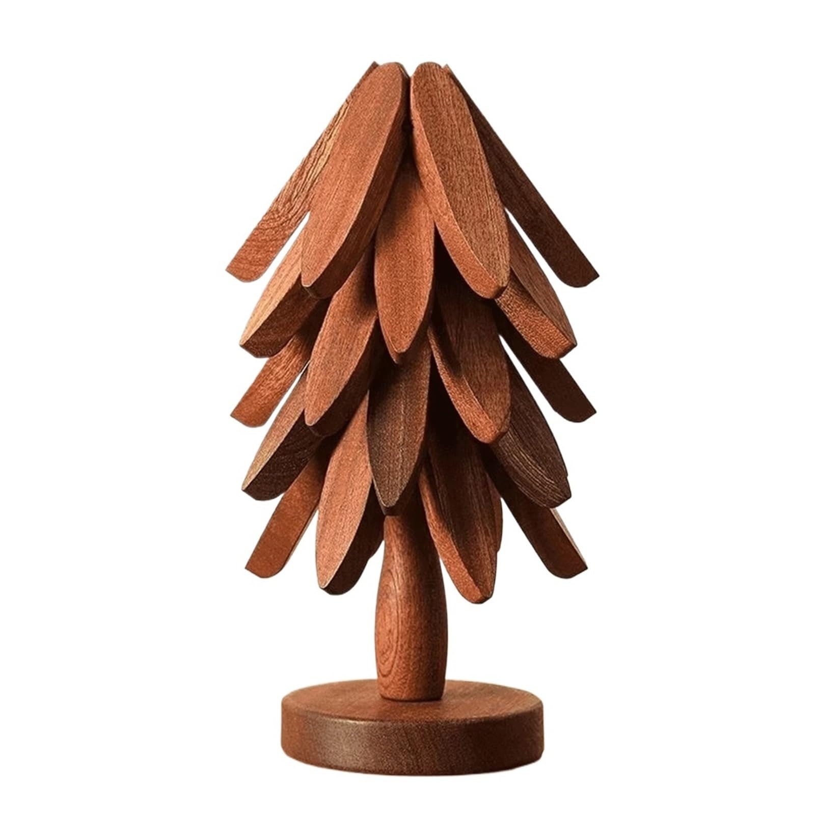 Christmas Tree Heat-Resistant Mat, Table Heat-Resistant Mat Set，Natural Wood, Christmas Trivet Set, Wooden Trivets & Stand(Walnut,Bracket-Gasketx5)