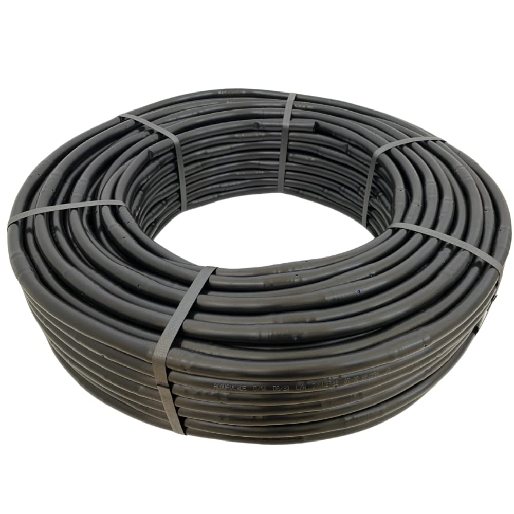 acquaverde | Ala Gocciolante ø 16 mm Passo 20 cm con Gocciolatore Doppio Foro 2 L/H PREMIUM, Rotolo da 100 mt, Tubo In Polietilene per Irrigazione a Goccia Automatica, Nero - Orto Facile