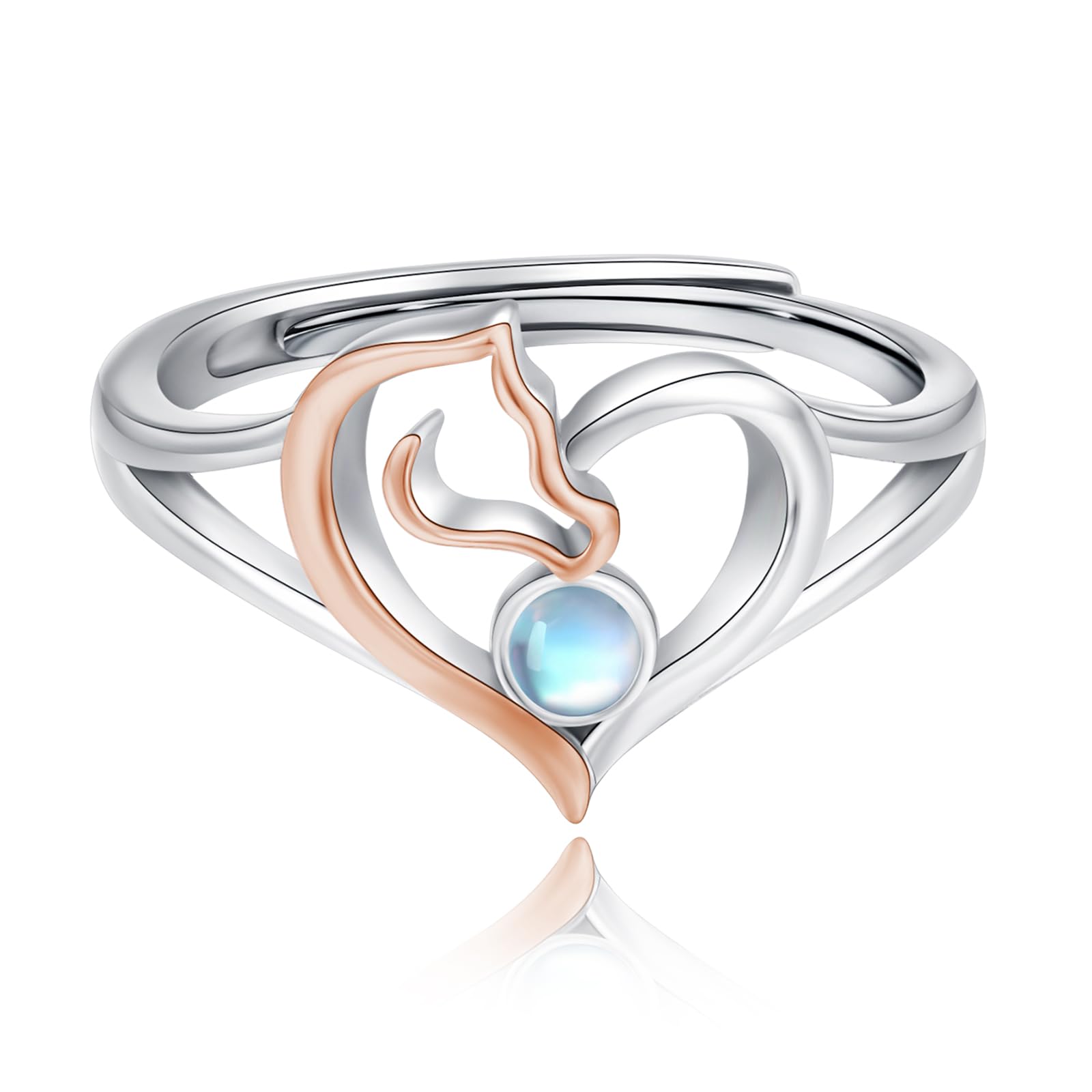 Tier Ring 925 Sterling Silber Hochland Kuh/Fuchs/Elefanten/Pferde/Eule Verstellbarer Offener Ringe Schmuck Geburtstag Weihnachten Geschenke für Damen Mädchen