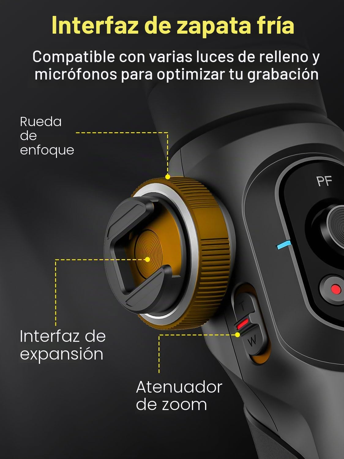 Estabilizador de cardán para teléfono inteligente, extensión incorporada de 18cm&luz de relleno, estabilizador de seguimiento de rostros&objetos, cardán de 3 ejes para iPhone &Android-AOCHUAN Smart S2