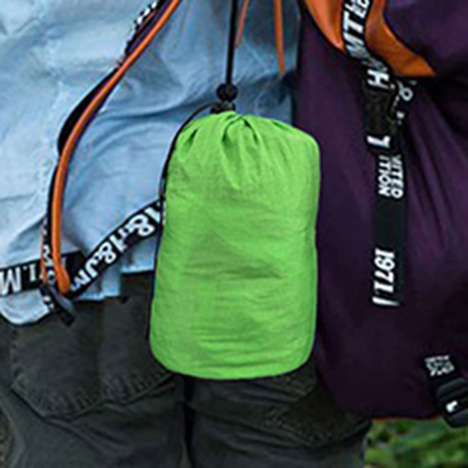 DYTWXG Hamacas portátiles de Nailon, hamacas livianas y duraderas, con Correas para árboles para Acampar, para Caminatas en la Playa en Interiores y Exteriores-Amarillo + Azul Real (110x55 Pulgadas)