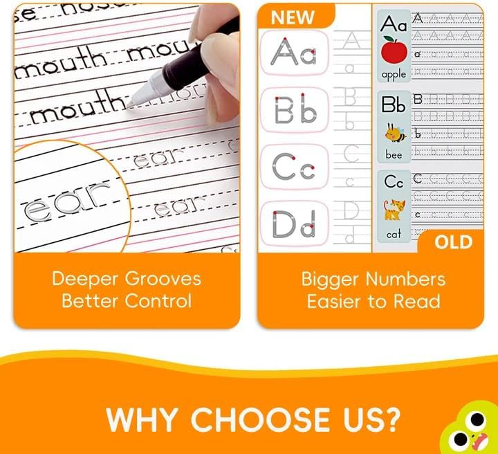 Miniatura 3 de Práctica de escritura ranurada mágica, práctica de escritura a mano ranurada grande para niños de 5 a 7 años, 8 a 10, actividades de aprendizaje