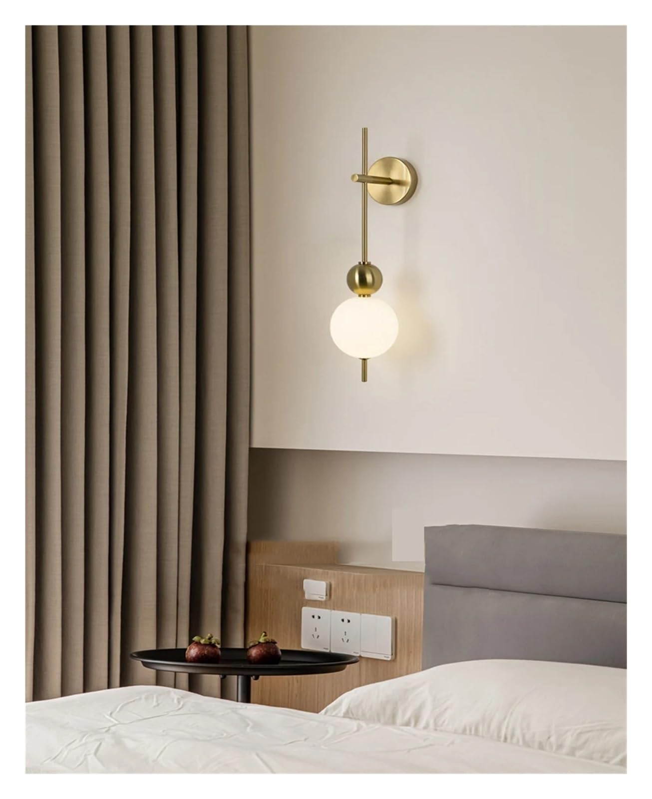 IvyLoutish Wall Lamp White Acrylic Ball Gold Metal for Bedrooom Parlor Aisle Corridor Lighting Sconce Changeable Dimming,Modern
