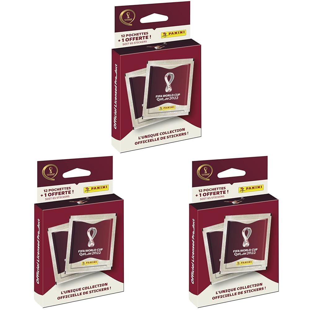 Panini FIFA World Cup Qatar 2022 - Blister 12 fundas + 1 regalo 004286KBF13 (Paquete de 3)