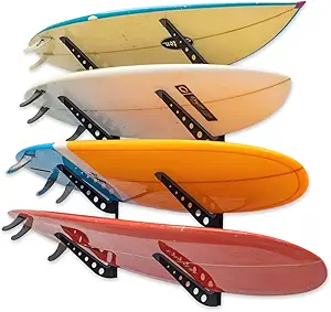 StoreYourBoard Adjustable Surfboard Storage Rack, 4 Board Wall Mount Display