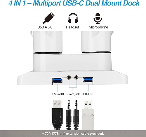 Miniatura 8 de AVLT Soporte de escritorio con brazo de monitor dual de 13 a 43 pulgadas, se adapta a dos monitores planoscurvos, altura de movimiento completo,