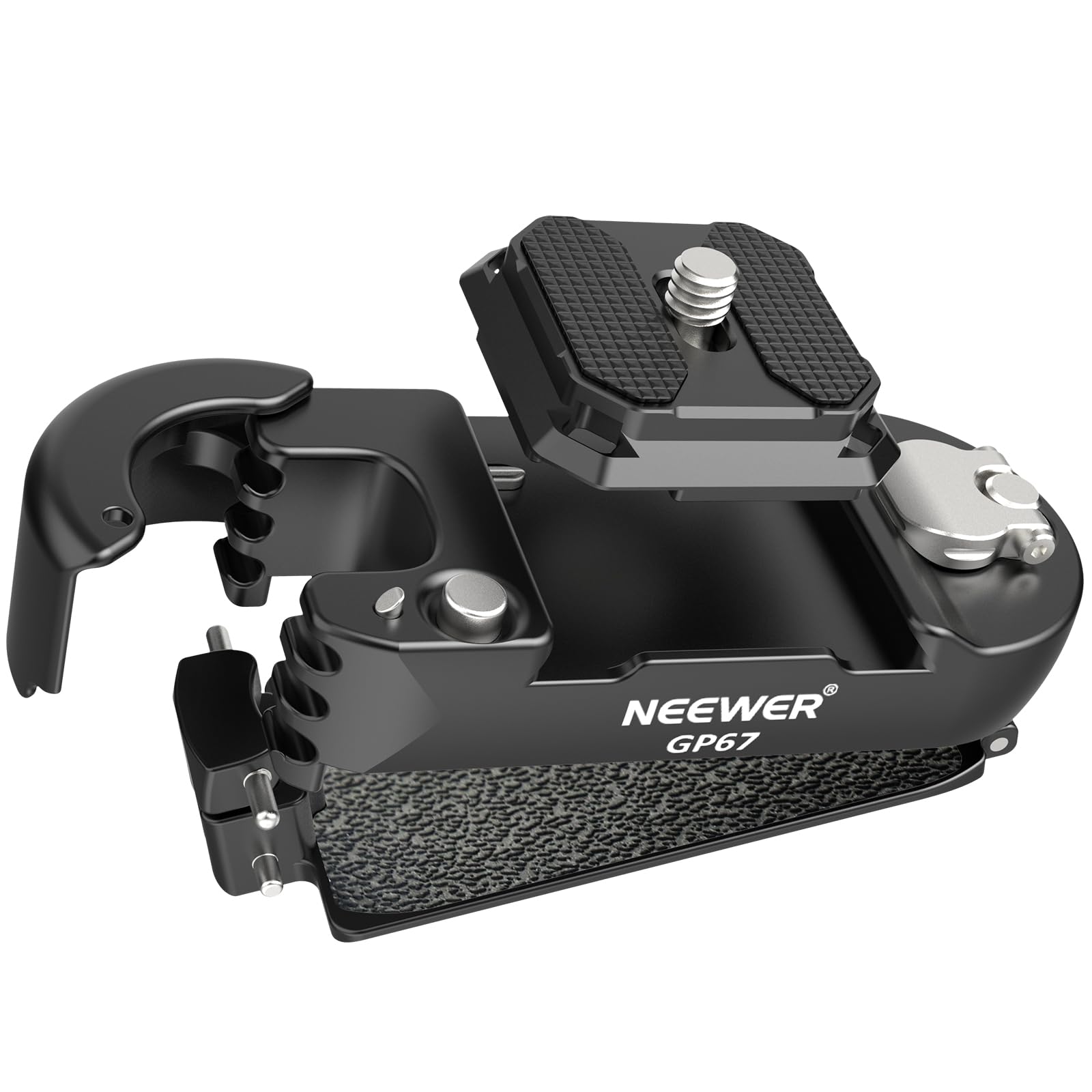 NEEWER Support de Fixation pour Sac à Dos Caméra avec Plaque QR Carrée,Loquet Sécurité Amélioré,Sangle en Acier Inoxydable,Compatible avec Canon Nikon Sony DSLR à Système QR PD,Charge 10kg (22lb),GP67