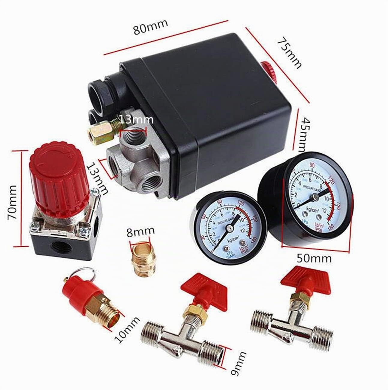 Válvula de compresor de aire con control 90-120PSI + regulador de presión