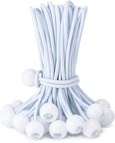 Miniatura 15 de Paquete de 30 cuerdas elásticas de bolas, 6 pulgadas, resistentes para toldos, lonas, cuerdas elásticas para camping, tiendas de campaña, carga