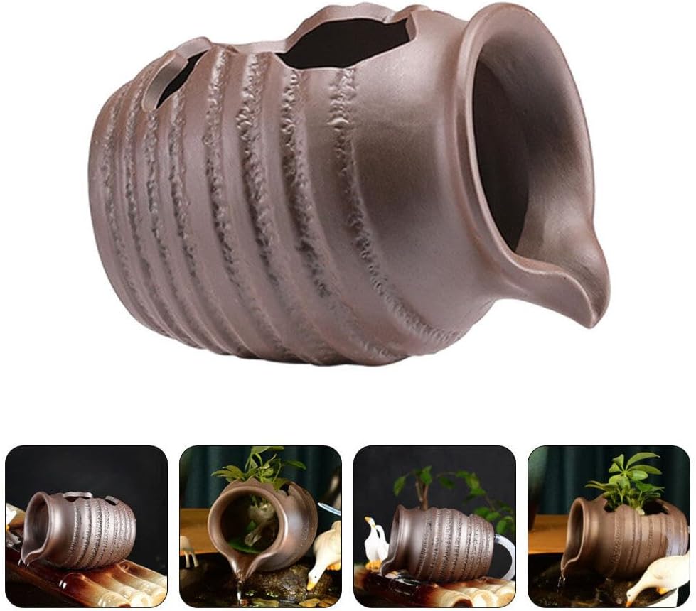 Alipis Artistic Garden Decor Ceramic Waterfall Jar Outdoor Fountain for Courtyard