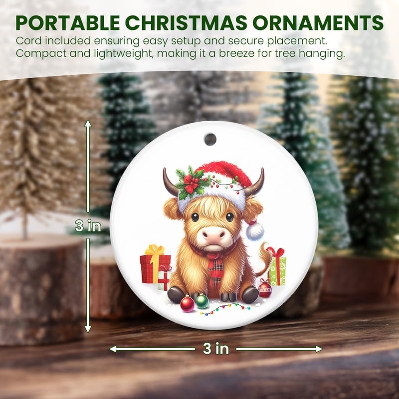 Miniatura 2 de Regalos de vaca de las montañas para mujer, adornos de Navidad 2024, regalos de cumpleaños para mamá, papá, familia, decoración de vaca marrón de