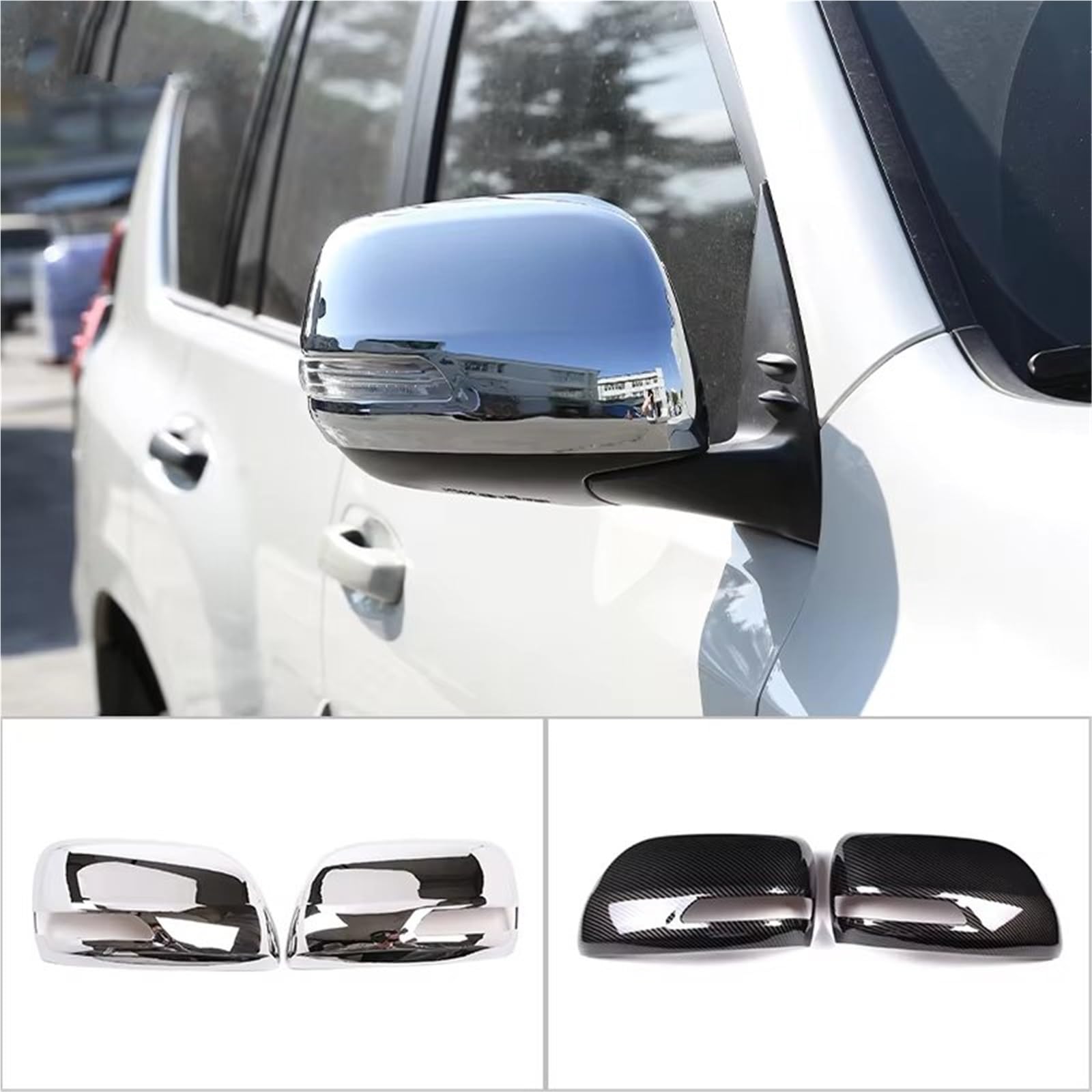 Carcasa Espejo Retrovisor Moldura Para Espejo Retrovisor Lateral De Coche ABS Cromado Para Toyota Para Land Para Cruiser Para Prado FJ150 150 2010-2019 Tapa Espejo(Fibra de carbon)