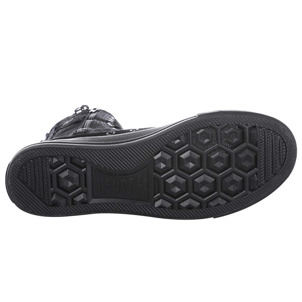 rismart Donna Tela Stivali Metà Polpaccio Punk High Tops Stringate Scarpe