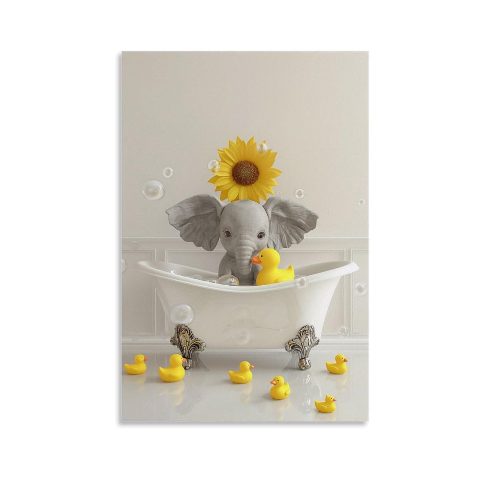 HUERYRYHY Elephant Sunflower 04 Poster Wall Art Canvas Vintage Aesthetic Painting Decor for Rooms 20x30inch Unframe-style