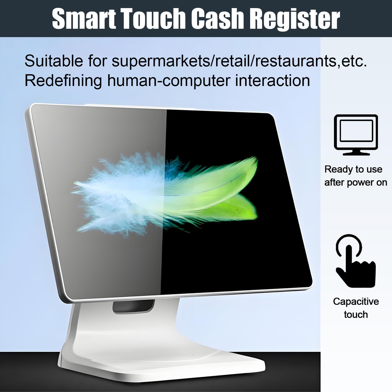 Registratore di Cassa Touch Screen Intelligente all-in-One, Software POS per Piccole Imprese, Monitor Multi-Touch, CPU N2930, 4 GB di RAM, 64 GB di SSD, Windows 10, per Ufficio, Ristorante