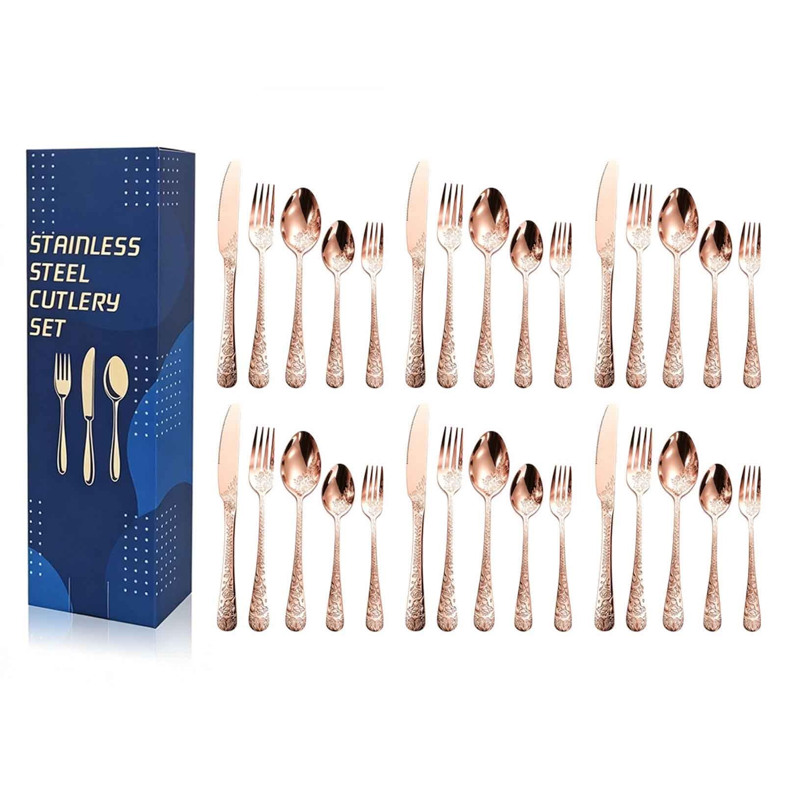 Lot De 30 Couverts En Acier Inoxydable De Qualité Supérieure, Pour 6 Personnes, Avec Couteau, Cuillère Et Fourchette,polis Et Passent Au Lave-vaisselle(Rose Gold)