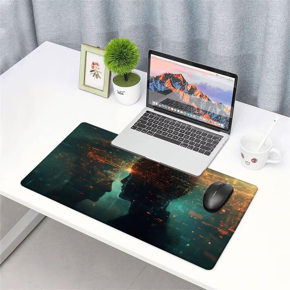 Tappetino Mouse Gaming xxl Accessori Scrivania Ufficio Nero Astratto Grande Tappetino Mouse e Tastiera Sottomano da Scrivania 1200x600x3mm Base Antiscivolo, per PC Gamer Laptop Studio Casa d-322