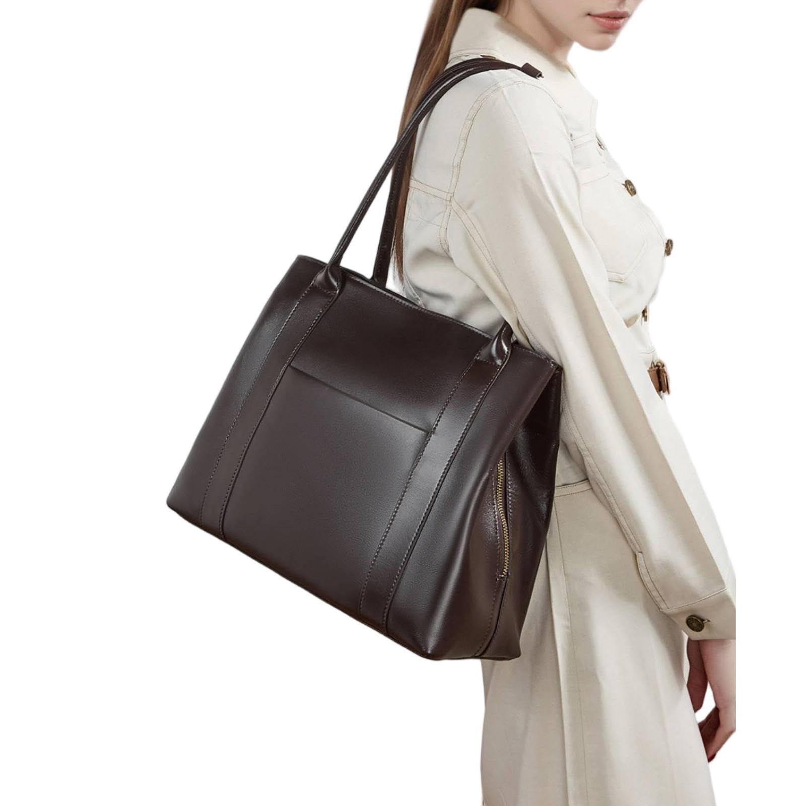 XXDML - Bolso grande de piel auténtica para mujer con asa superior